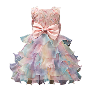 女童连衣裙夏装2023新款洋气8儿童3生日5礼服4蓬蓬纱6公主裙子7岁
