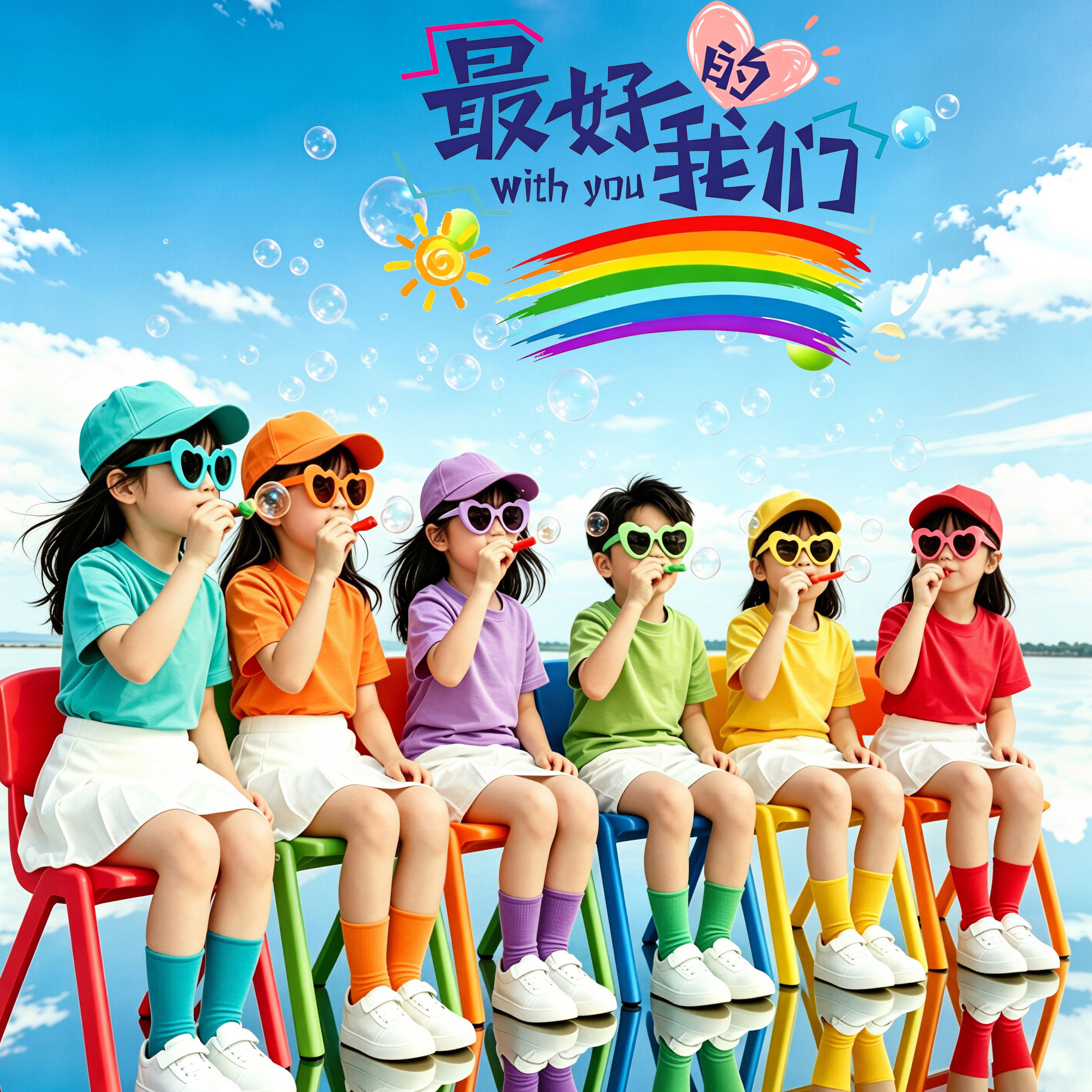 儿童彩色短袖纯棉糖果色t恤运动会表演毕业班服亲子装幼儿园套装