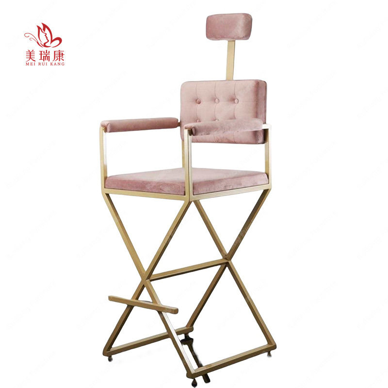 美容院美妆店家具时尚椅子指甲椅化妆凳金属化妆椅折叠腿化妆椅子,住宅家具,家用高脚椅,淘宝优惠券,粉丝福利购,淘宝优惠卷