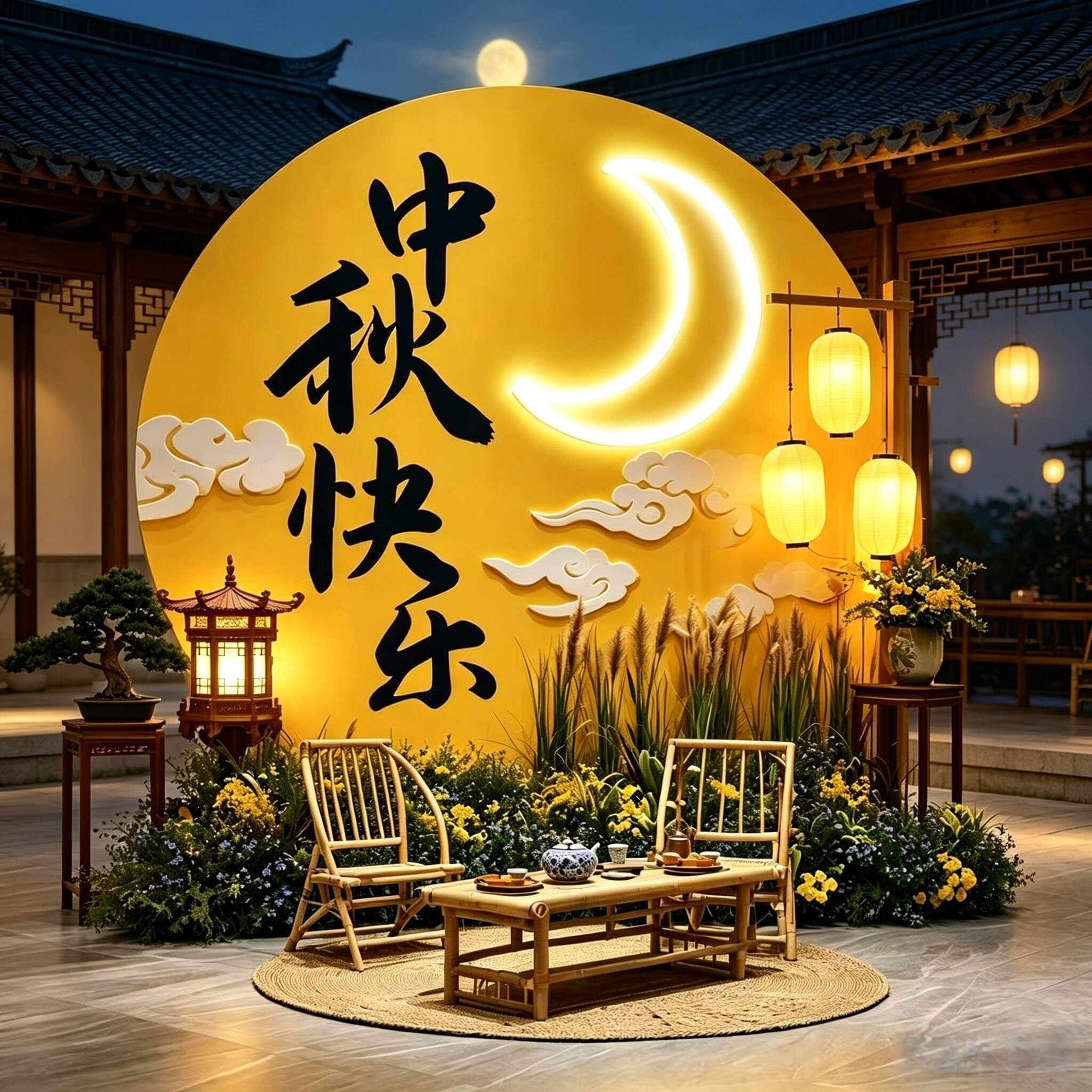 2026中秋节装饰背景墙演出道具