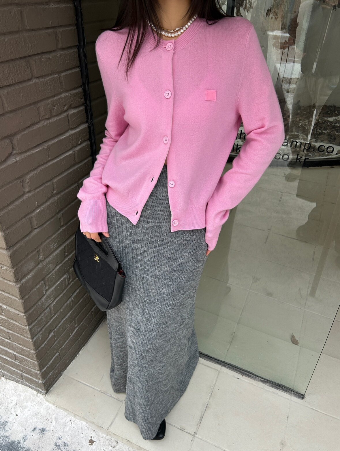 2024春季新款刘亦菲同款笑脸圆领100羊毛开衫毛衣针织开衫外套女