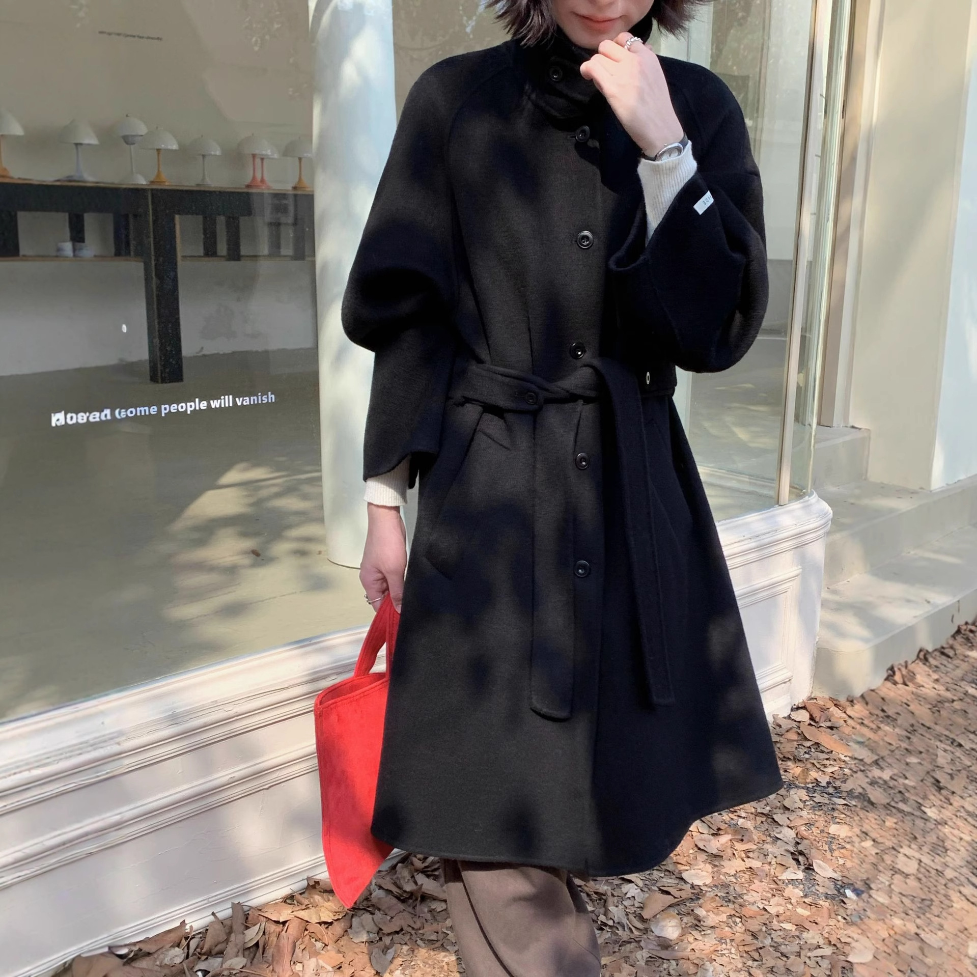 冬天6188秋冬季新款韩版立领长款过膝双面大衣简约时尚羊绒羊毛呢