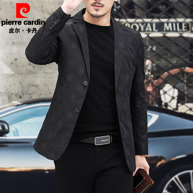 皮尔卡丹2024新款男士休闲西装外套薄款男装秋季西服轻奢春季男装