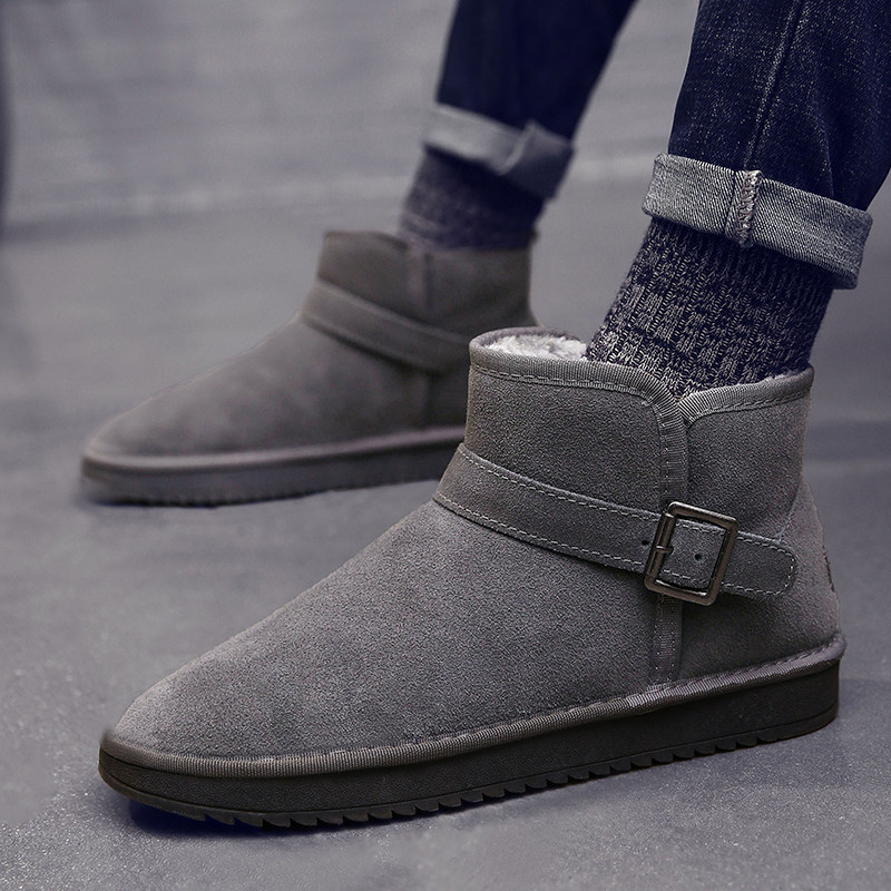 NORTHEAST SNOW BOOTS MENS SKIING WINTER WARM VELVET THICKENED LEATHER PLUS SIZE 46 NON-SLIP 47 BREAD BIG COTTON SHOES WOMEN