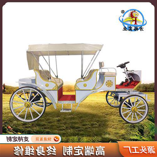 欧式马车婚庆摄影四轮休闲运动马车景区接客巡游花车电动马车