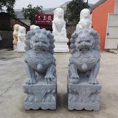 石雕大石狮子看门石墩庭院门口景观雕塑摆件青石狮子一对