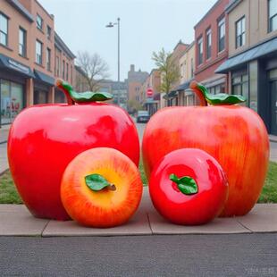 户外大型仿真大苹果雕塑水果蔬菜摆件南瓜草莓梨子模型玻璃钢装饰