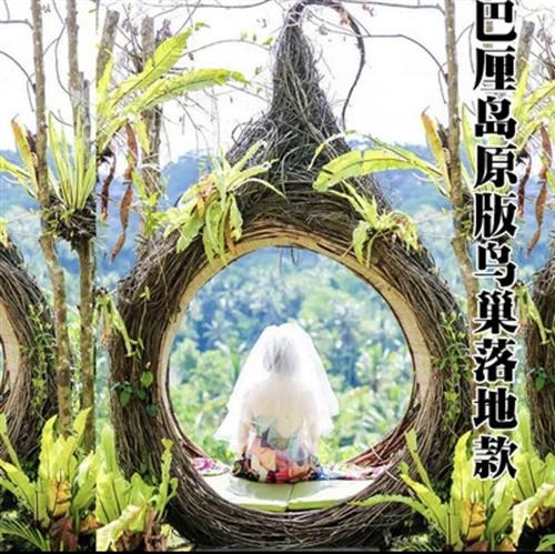 爱心悬挂秋千吊椅打卡拍照鸟巢藤编农庄景区网红游乐大型设施