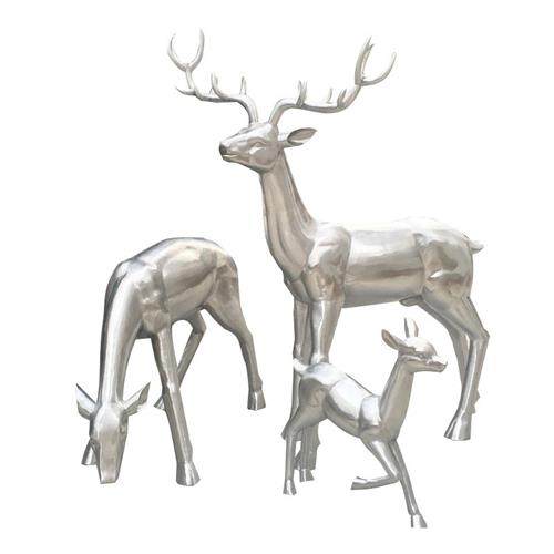 现代不锈钢拉丝三口之家鹿户外公园别墅草坪动物摆件工艺装饰,特色手工艺,其他特色工艺品,淘宝优惠券,粉丝福利购,淘宝优惠卷