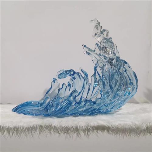 透明树脂浪花雕塑大型海浪摆件家居别墅样板房酒店大堂软装装饰