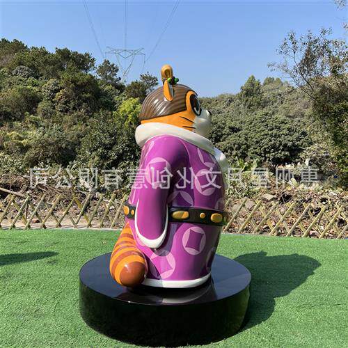 IP形象设计制作商场门店卡通动物景观装饰玻璃钢猫落地摆件