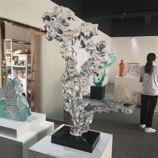 厂家直销酒店玄关办公室创意桌面摆件透明树脂太湖石艺术品雕塑