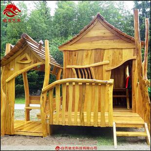 木质攀爬架秋千原木游乐设施无动力乐园游艺装置户外木质海盗船