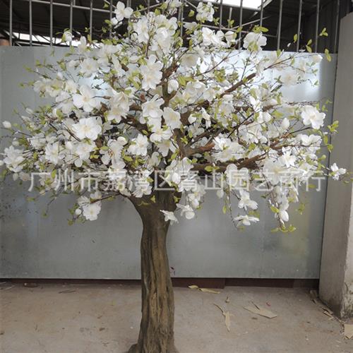 广州厂家供应仿真玉兰花树室内外橱窗装饰便宜大型绿植摆件