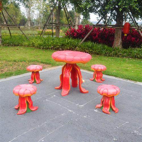 卡通水母桌椅座椅坐凳幼儿园庭院草坪装饰摆件户外园林景观玻璃钢,家居饰品,户外/庭院摆件,淘宝优惠券,粉丝福利购,淘宝优惠卷