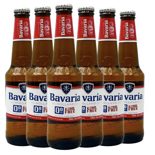 临期荷兰进口宝华力亚Bavaria果味无醇啤酒 无酒精330ml*5瓶组合