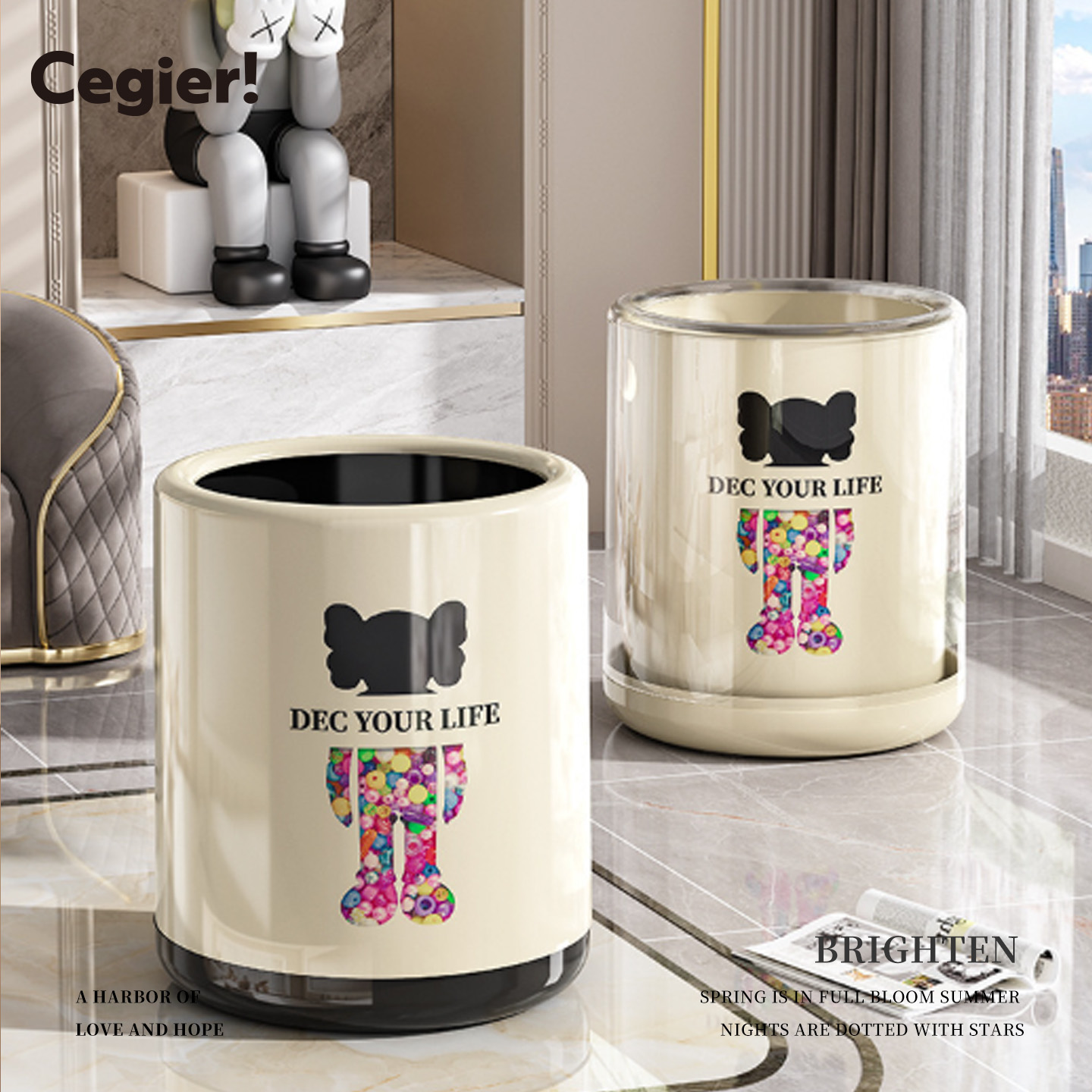 Cegier垃圾桶家用大号垃圾篓双桶