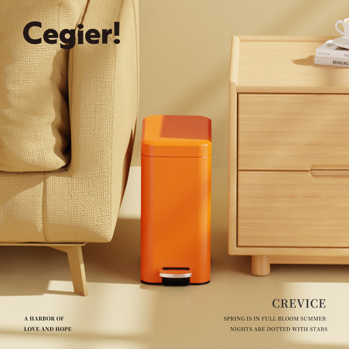 垃圾桶家用卫生间脚踏夹缝带盖