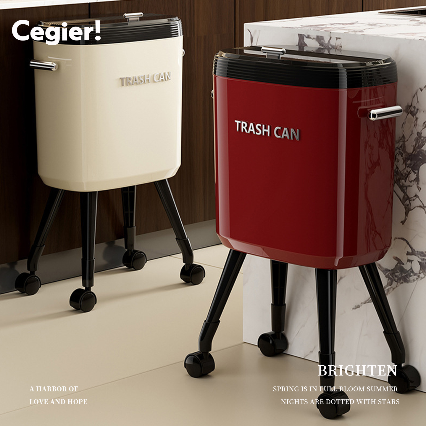 Cegier.免弯腰高脚垃圾桶厨房