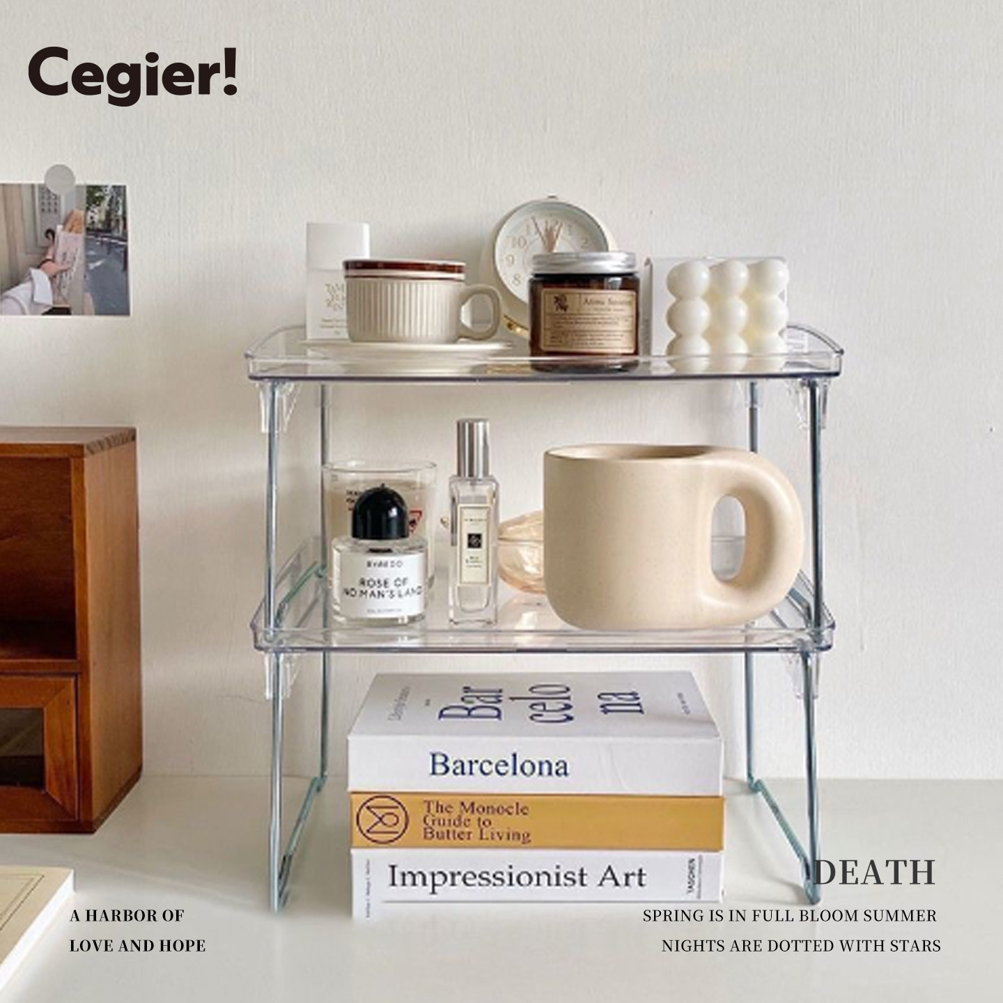 Cegier.透明双层桌面置物架亚克力杯架可折叠轻奢多功能 | 亡京