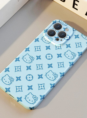 蓝色KT猫星星花朵 适用苹果华为iPhone17ProMax手机保护外壳16 15Plus新款14 13情侣12 11女Pura80高级不撞壳