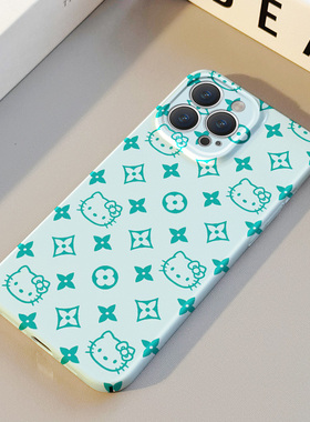 绿色KT猫星星花朵 适用苹果华为iPhone17ProMax手机保护外壳16 15Plus新款14 13情侣12 11女Pura80高级不撞壳