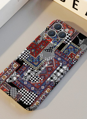 格纹拼接花纹 适用苹果华为iPhone17ProMax手机保护外壳16 15Plus新款14 13情侣12 11女Pura80高级创意不撞壳