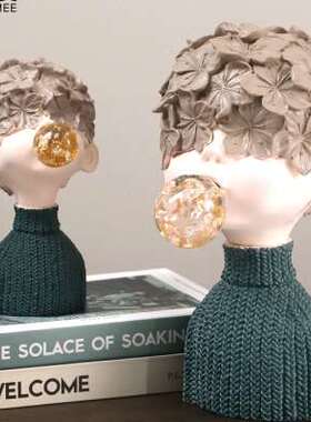 北欧轻奢艺术感摆件简约现代客厅书架酒柜家居创意工艺雕塑装饰品