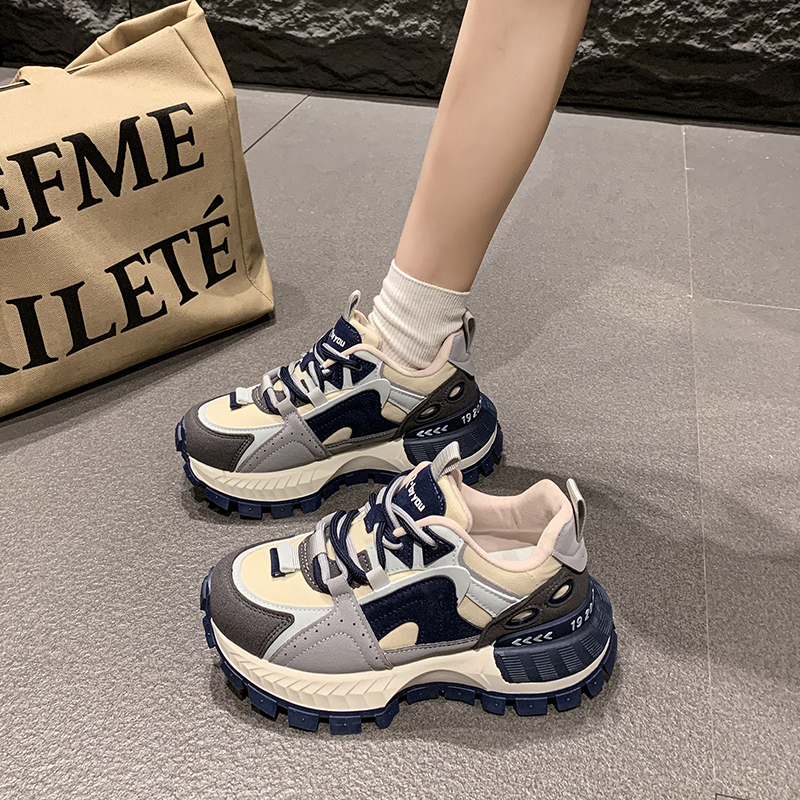 复古厚底松糕软底轻便老爹鞋