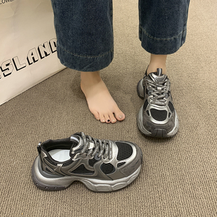 百搭增高厚底轻便不累脚休闲运动鞋 加绒老爹鞋 爆款 新款 女2025冬季