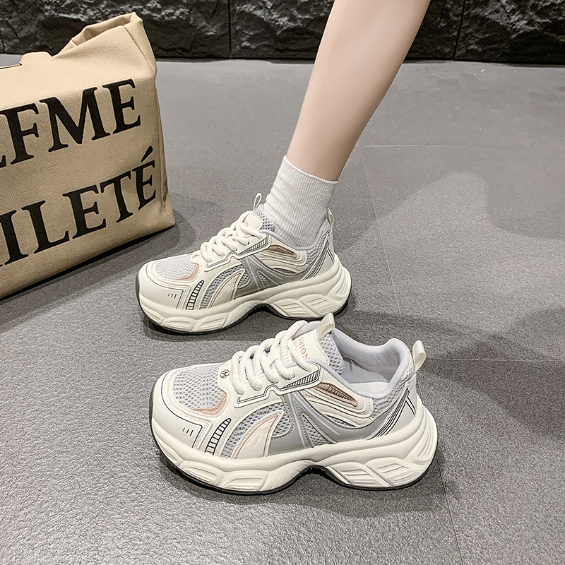 单网厚底轻便透气软底增高老爹鞋