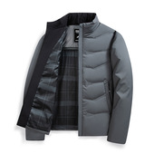 新款 休闲纯色立领白鸭绒保暖羽绒中年男款 羽绒服2025冬季 男士