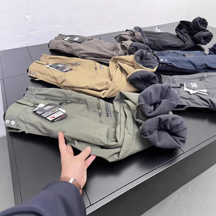 脚可调节户外运动休闲中高腰多袋 加绒加厚防风防水裤 新款 俄单