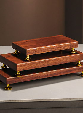 新中式仿胡桃木底座摆件工艺品花瓶佛像奇石木制实木座木托摆放