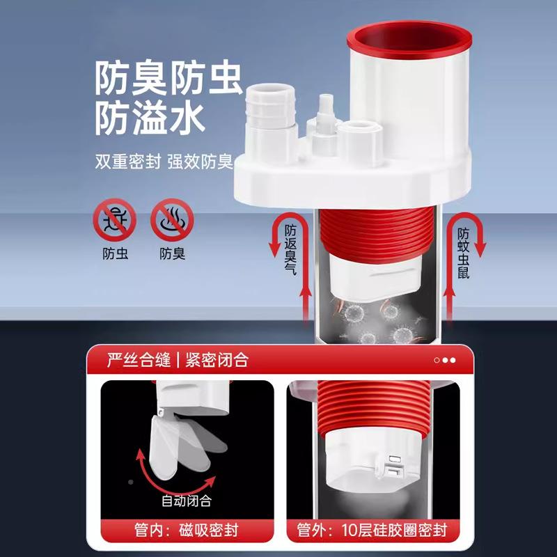 厨房下水管防返臭洗手机排水衣管神器硅胶头三蓝白五通通净水器洗
