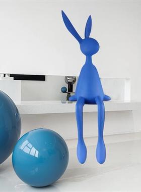 玻璃钢卡通雕塑样板间可爱动物装饰品创意公仔大号白兔子摆件坐姿