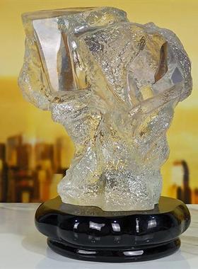 新款透明树脂摆件树叶石头雕塑酒店玄关客厅家居装饰品轻奢工艺品