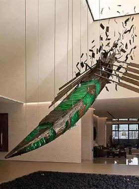 创意镂空小船古铜色透明亚克力家居饰品摆件商业售楼处大型雕塑