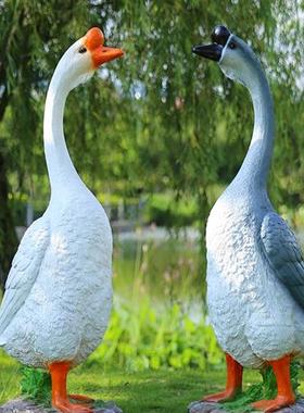 模拟鹅雕塑田园风格玻璃纤维大饰品乡村庭院农家乐装饰户外公园森