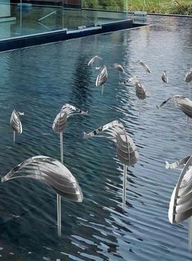 户外大型不锈钢雕塑定制广场景观落地摆件水池水景金属小鱼装饰品