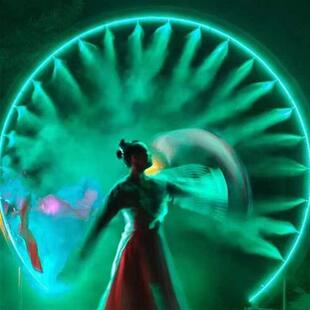 网红雾化旋转水雾门圆环喷景观雾森圈商场互动道具不锈钢户外雕塑