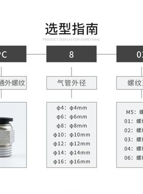 中端气黑色铜软管气头管动快速接头PC802直通气-动接头快插接6mm