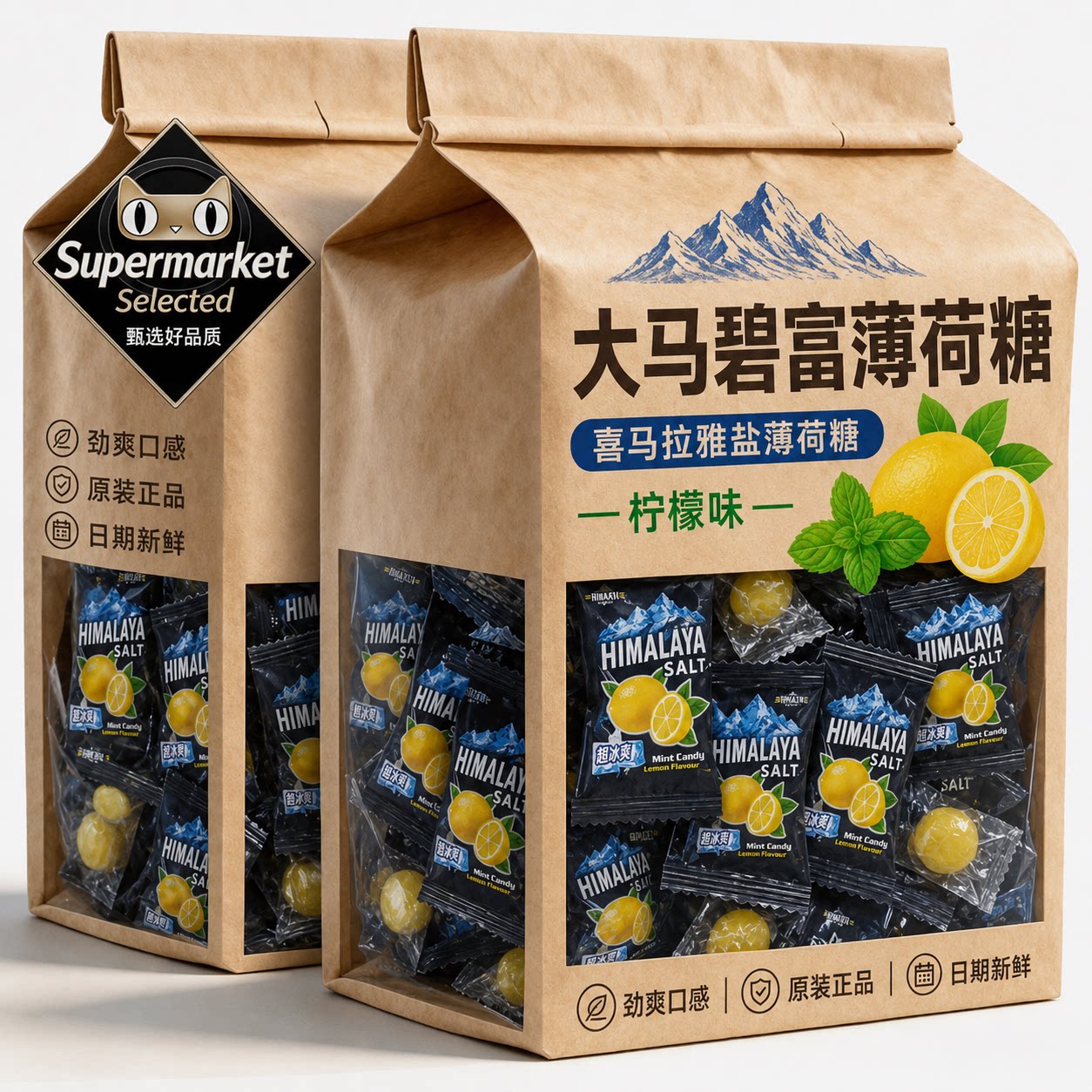 马来西亚大马碧富薄荷糖旗舰店咸柠檬薄荷糖果独立包装原装进口
