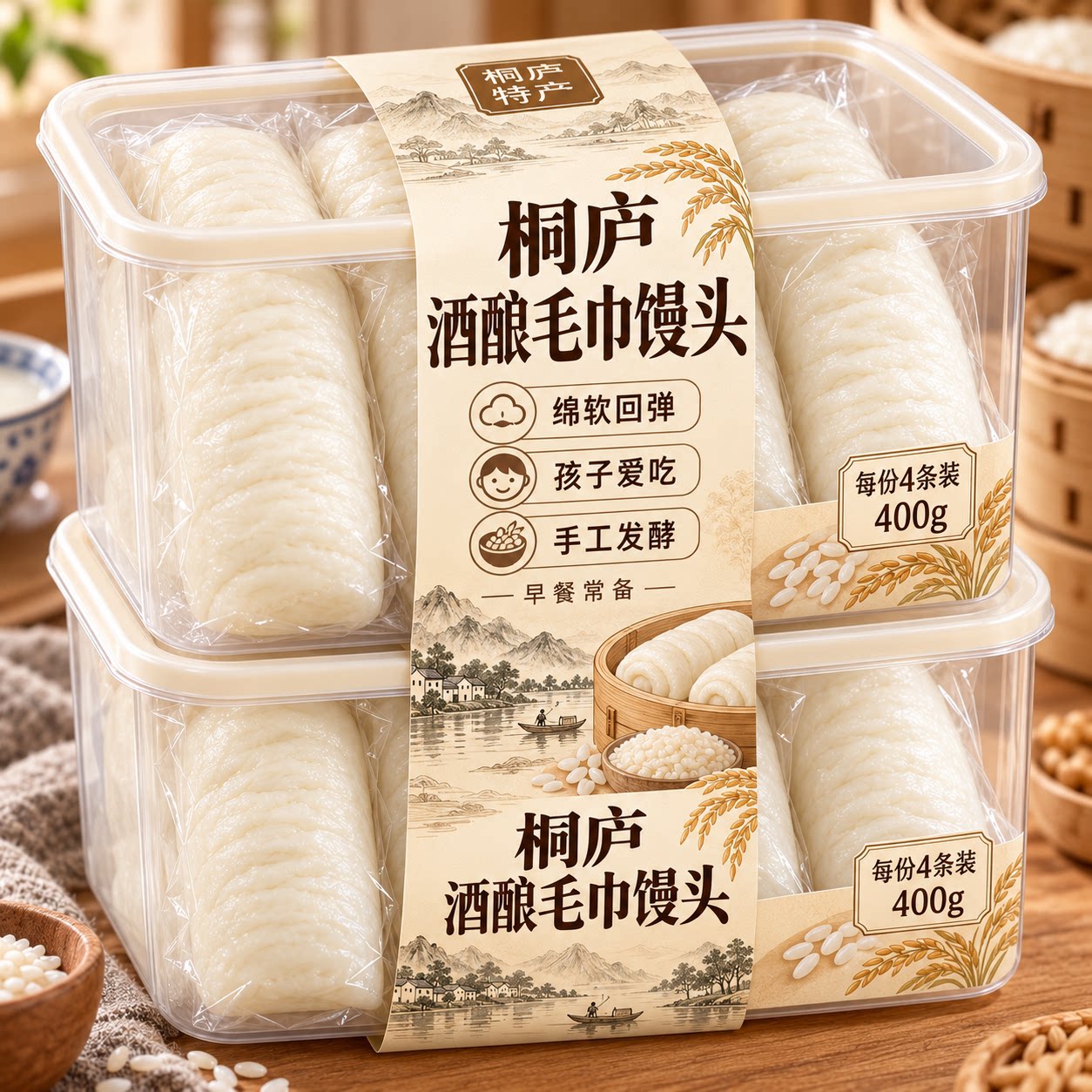 桐庐酒酿毛巾馒头儿童早餐半成品特产速冻龙游酒酿发酵纯手工速食