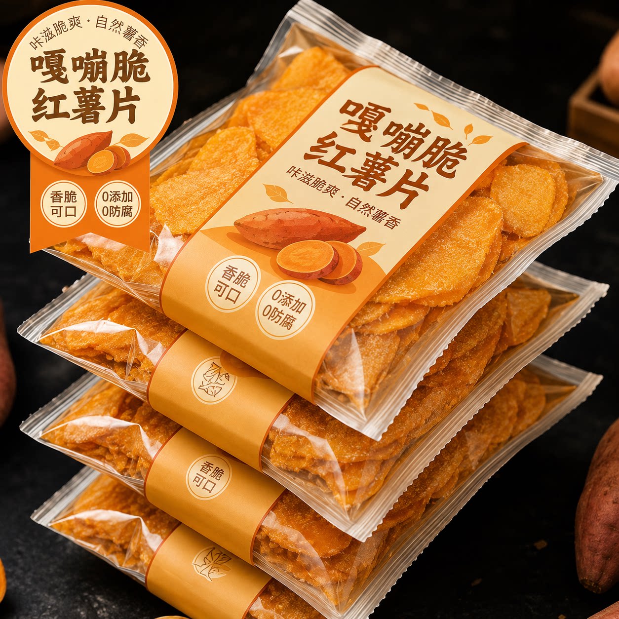 红薯片香脆原切非油炸手工地瓜片番薯片酥脆0添加健康办公室零食