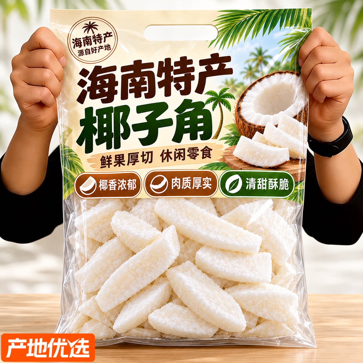 海南特产椰子角椰肉干官方旗舰店正宗新鲜原味椰子片脆块年货零食