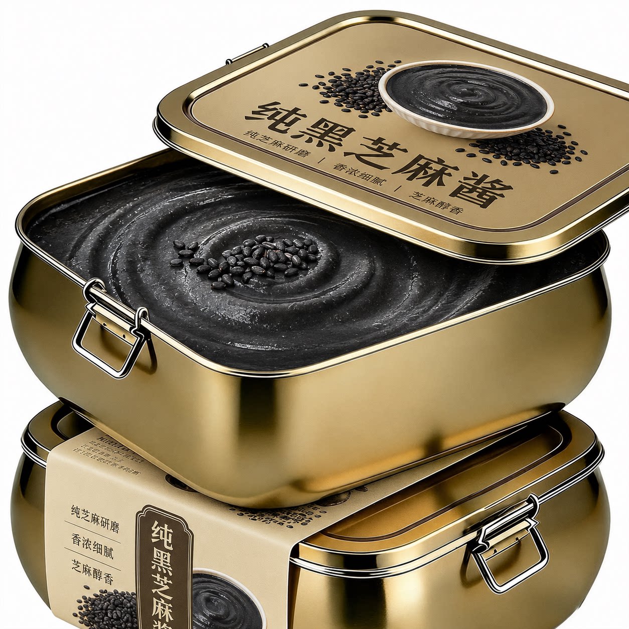 黑芝麻酱100%纯黑芝麻酱0糖0添加石磨高钙辅食烘焙官方旗舰店正品