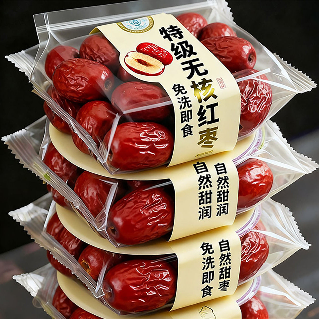 去核红枣无核特级新疆特产和田若羌肉厚免洗即食煲汤正品旗舰店