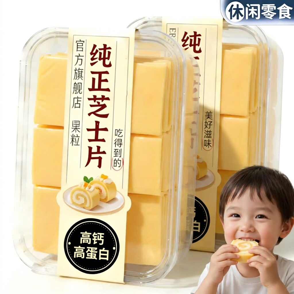 芝士片家用独立包装火鸡面专用低脂奶酪片烘焙商用儿童芝士片无添图片