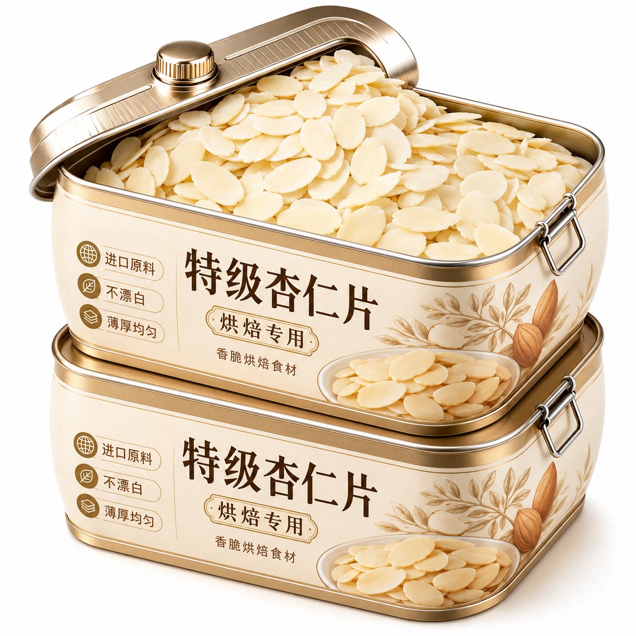 杏仁片烘焙专用原味散装扁桃仁薄切片杏仁蛋糕装饰糯米船原料商用图片